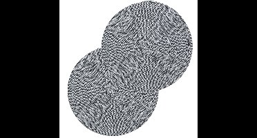 Tafel placemat/onderlegger - Set van 6x stuks - rond - zwart/wit - katoen - 38 cm - Ontbijt/lunch/di