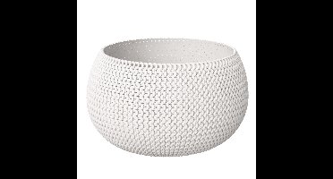 Tafel plantenpot/bloempot - kunststof - parel wit - D30 x H22 cm