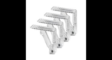 Tafelkleed klemmen - 4x - transparant - kunststof - 6 x 2 x 6 cm - voor tafels