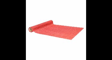 Tafelloper - rood - glitters - L250 x B28 cm - polyester - tafelkleed loper