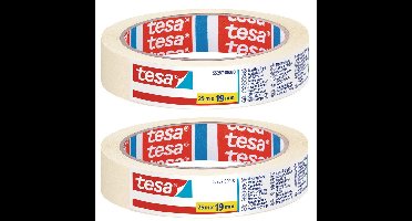 Tesa Afplaktape - 5x rol - wit - 19 mm x 25 m - schilderstape - maskeertape
