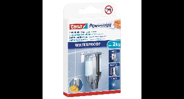 Tesa powerstrips - 12x - wit - kunststof - waterproof - dubbelzijdig - zelfklevend