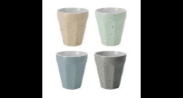 Thee/koffie mokken set - 4x stuks - porselein - 250 ml - gekleurd