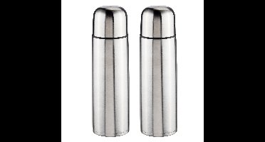 Thermosfles - 2x - 0,5 liter - 25 cm - RVS - isoleerkan - thermoskan - koffiekan/theekan