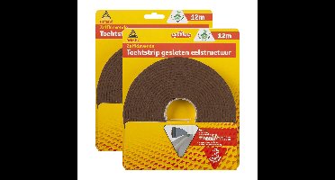 Tochtstrip - 2x - tochtwering - bruin - zelfklevend - universeel - 12 m x 9 mm x 4 mm
