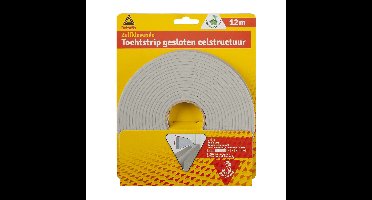 Tochtstrip - tochtwering - grijs - zelfklevend - universeel - 12 m x 9 mm x 4 mm