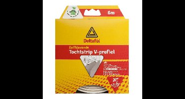 Tochtstrip - tochtwering - wit - zelfklevend - V-profiel - 6 m x 9 mm x 7 mm