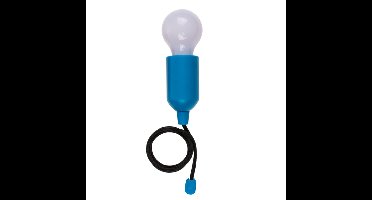 Treklamp LED licht - kunststof - blauw - 15 cm - met koord van 90 cm