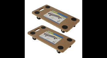 Trolley/Hondje - 2x - transport - met handvat - MDF - 150 kg - 56 x 30 cm