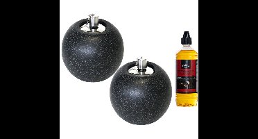 Tuimeltoorts/olielamp - zwart - 2x - met bio citronella lampenolie - citrusgeur