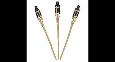 Tuinfakkels voor lampenolie - 4x stuks - bamboe hout - navulbaar - 65 cm - bruin