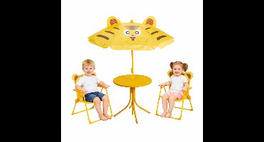 Tuinset Tijger - geel - polyester - verstelbare parasol - kinder tuinset - voor kinderen