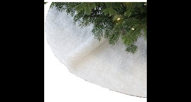 Unique Living kerstboomrok - wit pluche - D90 cm - polyester - kerstboomkleed