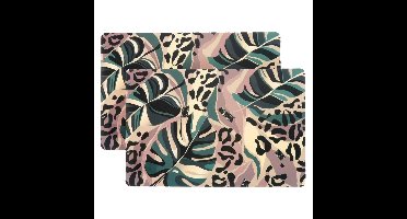 Unique Living Placemat Jungle - 4x - Monstera bladeren - 44 x 28 cm - tafeldecoratie