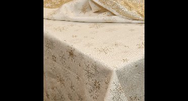 Unique Living Tafelkleed/tafellaken kerst - goud - 140 x 200 cm - rechthoekig - polyester