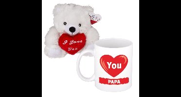 Vaderdagcadeau - knuffelbeer en koffiemok - cadeau - love you papa - mokken