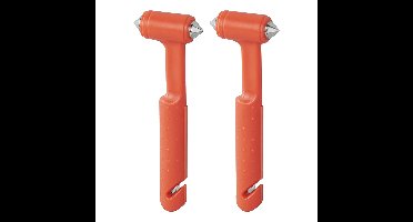 Veiligheidshamer met gordelsnijder - 2x - incl. houder - oranje - noodhamer