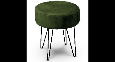 Velvet kruk Davy - groen - metaal/stof - D35 x H40 cm - bijzet stoeltjes