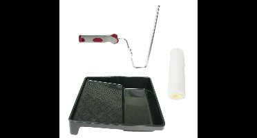 Verfroller anti spat lakroller profi schilderset met softgrip beugel en verfbak 25 cm