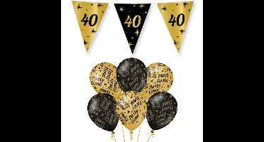 Verjaardag 40 jaar versiering pakket zwart/goud 40 en party-time