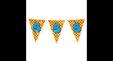 Verjaardag 5 jaar thema Vlaggetjes - Feestversiering - 10m - Folie - Dubbelzijdig