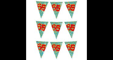 Verjaardag 65 jaar thema vlaggetjes - 3x - feestversiering - 10m - folie - dubbelzijdig