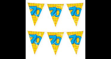 Verjaardag 70 jaar thema vlaggetjes - 2x - feestversiering - 10m - folie - dubbelzijdig