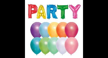Verjaardag feest letters folie ballonnen PARTY en 50x latex ballonnen