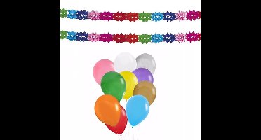 Verjaardag versiering set - 2x slingers en 50x party ballonnen