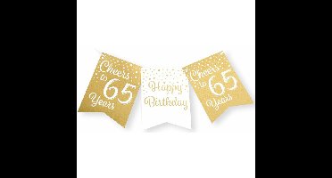 Verjaardag Vlaggenlijn 65 jaar - binnen - karton - wit/goud - 600 cm