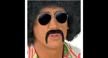 Verkleed snor Billy - zwart - jaren 60 - lange snor - hippie - flower power