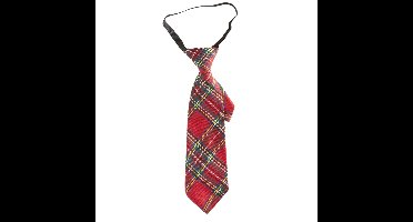Verkleed stropdas - rood - geruit - 30 cm - polyester - volwassenen