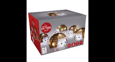 Verlichte egels - 5x st- 12,5 x 8 x 6,5 cm - LED - helder witte lampjes - verlichte dieren