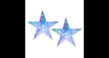 Verlichte kerststerren - 2x - regenboog kleur- D37 cm - op batterijen - 30 led lampjes