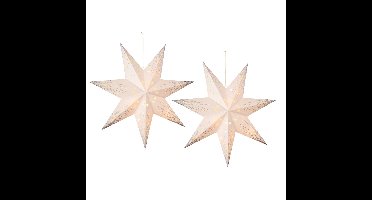 Verlichte kerststerren - 2x - wit - 40 cm - op batterijen - 10 led lampjes - warm wit