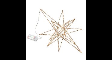 Verlichte kunststof kerstster lamp goud met warm witte verlichting inclusief timer 36 cm