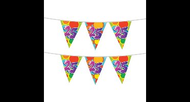 Vlaggenlijn 25 jaar - 2x stuks - 10 meter - plastic - 25e verjaardag of jubileum versiering