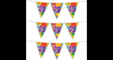 Vlaggenlijn 25 jaar - 3x stuks - 10 meter - plastic - 25e verjaardag of jubileum versiering