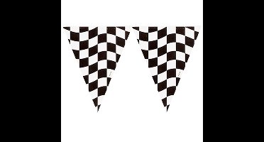 Vlaggetjes - Racing thema zwart/wit geblokt - 366 cm - plastic