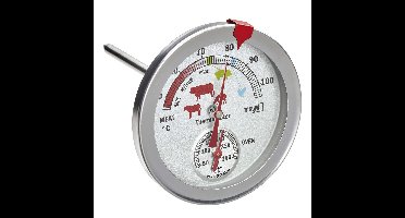 Vlees thermometer prikker - 0-300 graden celcius - RVS - analoog - 11 cm