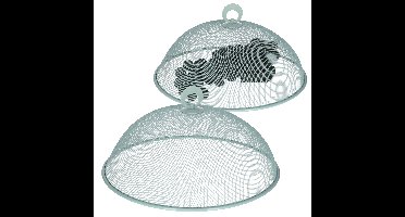 Vliegenkap/voedselkap - 2x - rond - D30 x H15 cm - groen - buiten eten - anti insecten - metaal