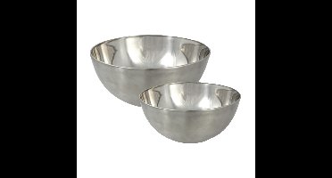 Voedsel serveer schalen set - 4x stuks - metallic zilver - RVS - Dia 19/23 cm