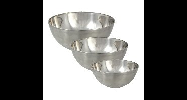 Voedsel serveer schalen set - 6x stuks - metallic zilver - RVS - Dia 13/19/23 cm