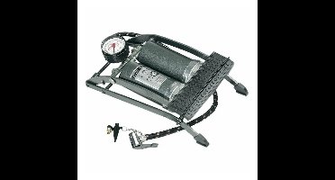 Voetpomp - grijs - 4 bar - 2 cilinders - manometer - inclusief 3 opzetstukken