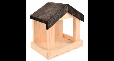 Vogel voederhuisje - 23 cm - hout - vogelhuisje vogelvoer - muurvoederhuis