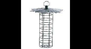 Vogel voedersilo met bladerdak voor vetbollen metaal 23 cm