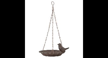 Vogelbad/voederschaal - bruin - gietijzer - D16 x H7,5 cm - drinkschaal voor tuinvogels