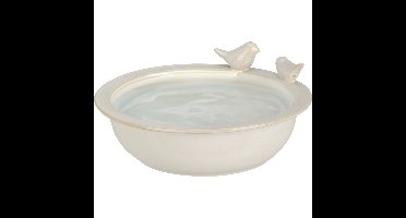 Vogelbad/voederschaal - wit - keramiek - D24 x H10 cm - drinkschaal voor tuinvogels