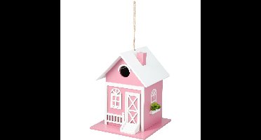 Vogelhuisje The Hamptons - hout - roze - 18 x 23 cm- nestkastjes - Zomers