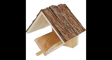 Vogelhuisje/voederhuisje - hout - dak van boomschors - 16 cm - Vogel voederstation
